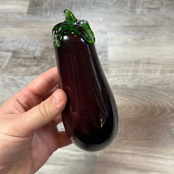 Glass Fruit & Veggie Sculpture Set — Apple Pear Carrot Orange Eggplant Decor - Picture 15 of 16